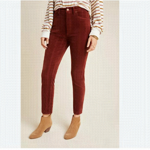 COH OLIVIA BROWN RUSTY HIGH RISE BUTTON FLY SLIM ANKLE CORDUROY PANTS - 27